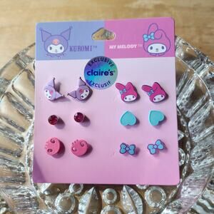 Hello Kitty Kuromi My‎ Melody 6 Pairs Stud Earring Set Gift Girl Jewelry